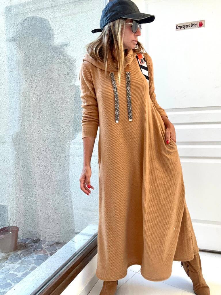 vestido capucha camel lana – Kowloon Outfit