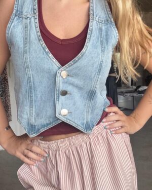 Chaleco sastrero denim lavado estrellitas