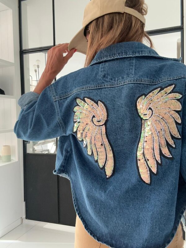 Camisaco denim alas oro