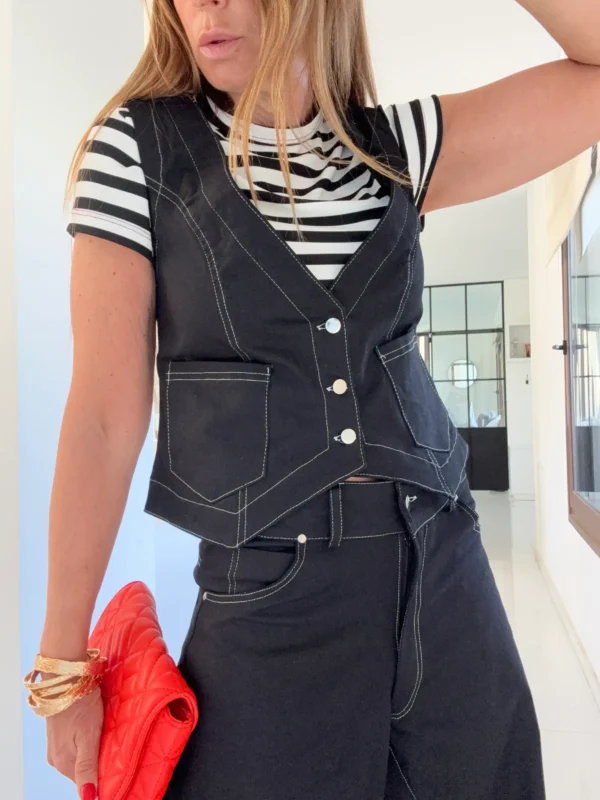 Chaleco negro Gabardina - Image 7