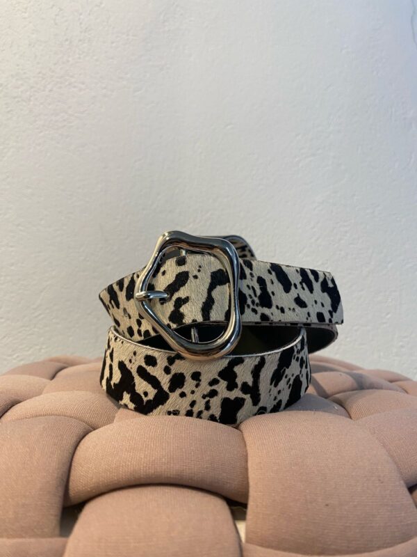Cinto vaquita mini manchitas negro y off white
