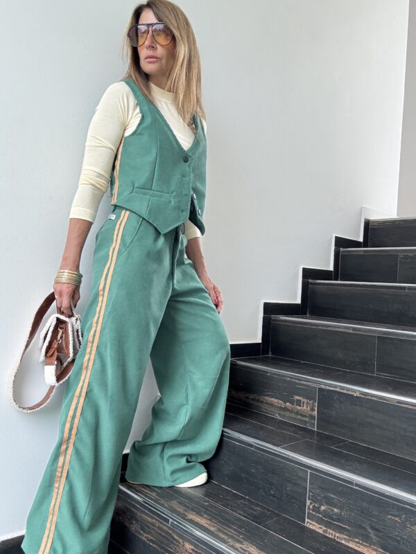 Pantalon Ritta verde benetton pana  vivos off white - Image 6