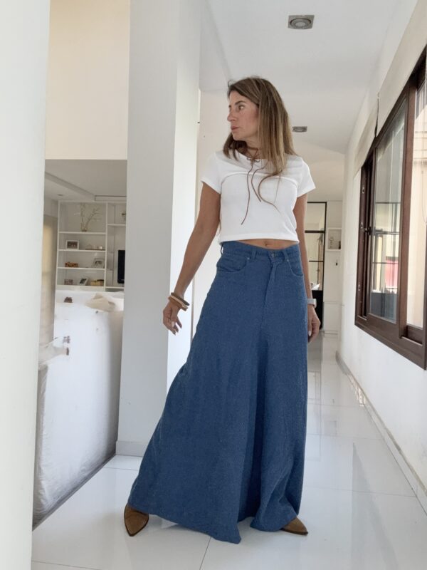 Falda crush denim texturizada médium - Image 2