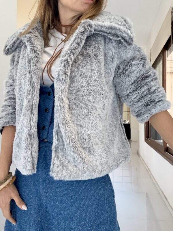 Chaqueta piel gris melange - Image 5