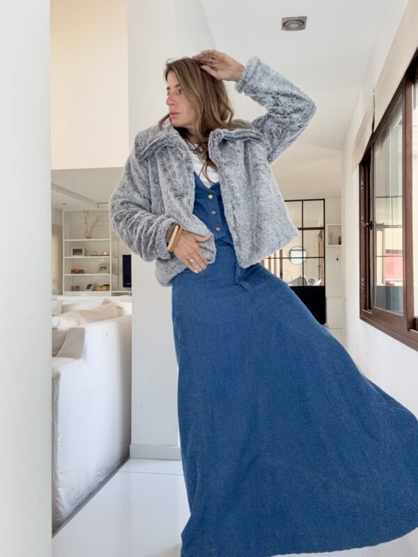 Chaqueta piel gris melange - Image 2
