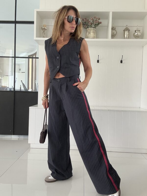 Pantalon Ritta Gangster marino rayado vivo bordo - Image 13