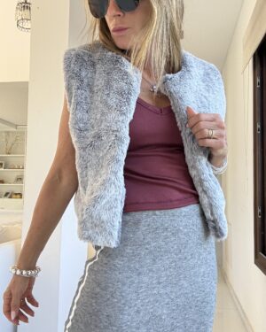 Chaleco piel gris