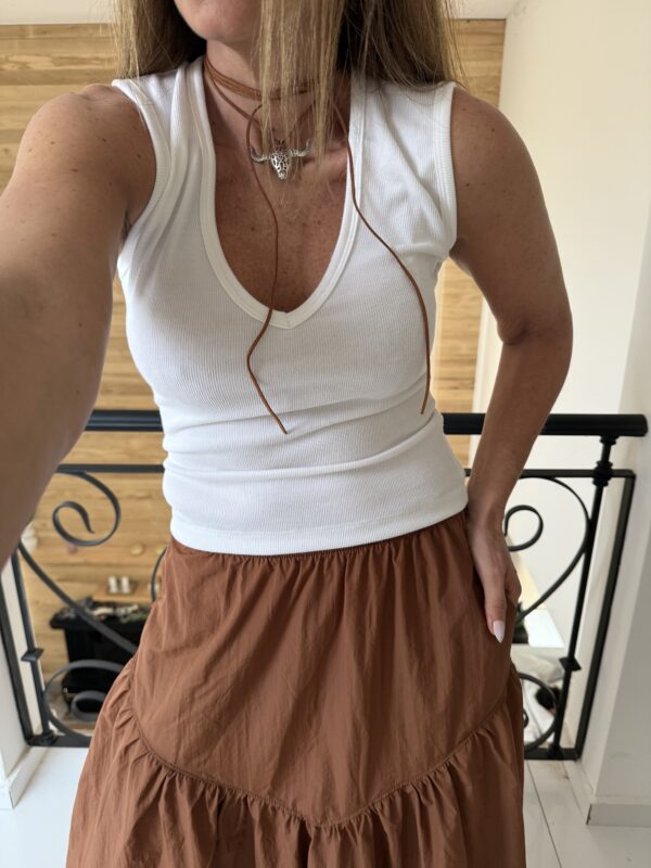 Musculosa Carmín Morley blanca vintage