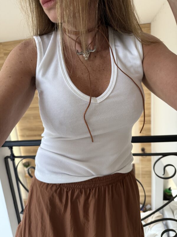 Musculosa Carmín Morley blanca vintage - Image 6