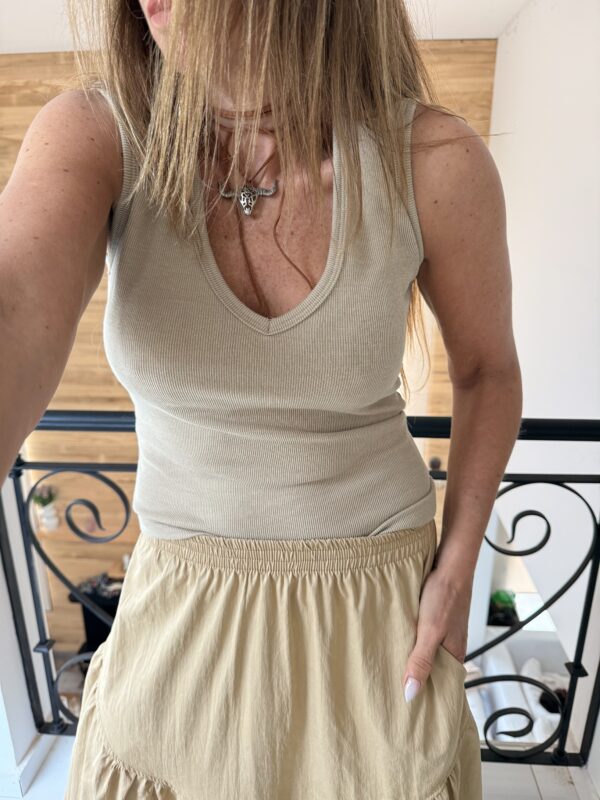 Musculosa Carmín Morley camel  vintage - Image 4