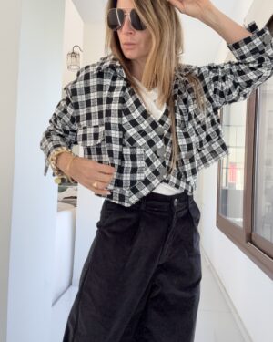 Chaqueta Molly cuadrille negra y blanco