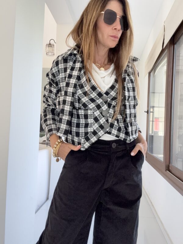 Chaqueta Molly cuadrille negra y blanco - Image 6