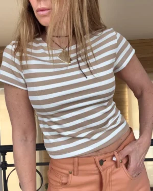 Remera Mora rayada ddl y blanca