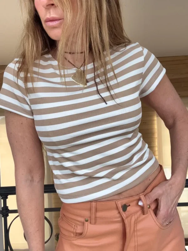 Remera Mora rayada ddl y blanca