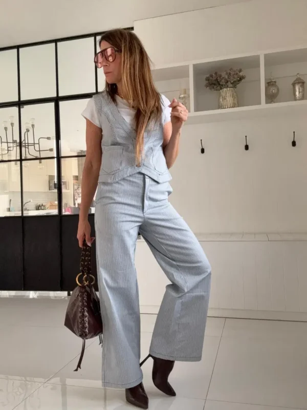 Pantalón Baby Iconic  rayado azul - Image 3