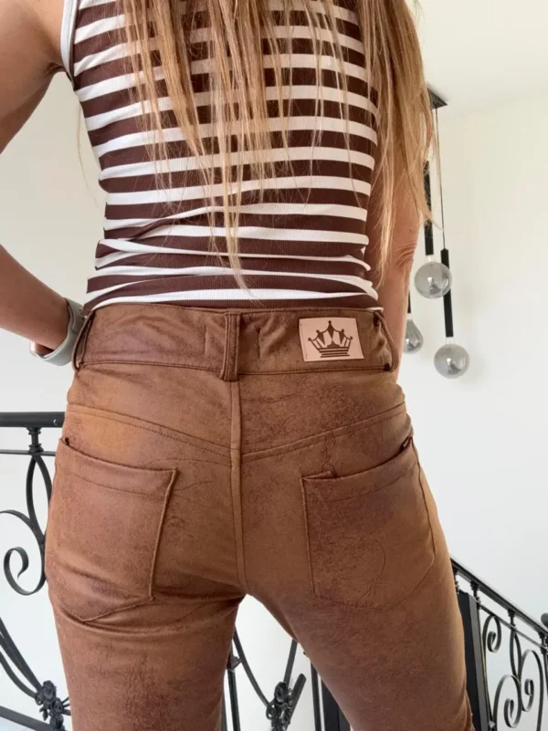 Pantalón Dumbo nobuck marmolado chocolate super elastizado - Image 6