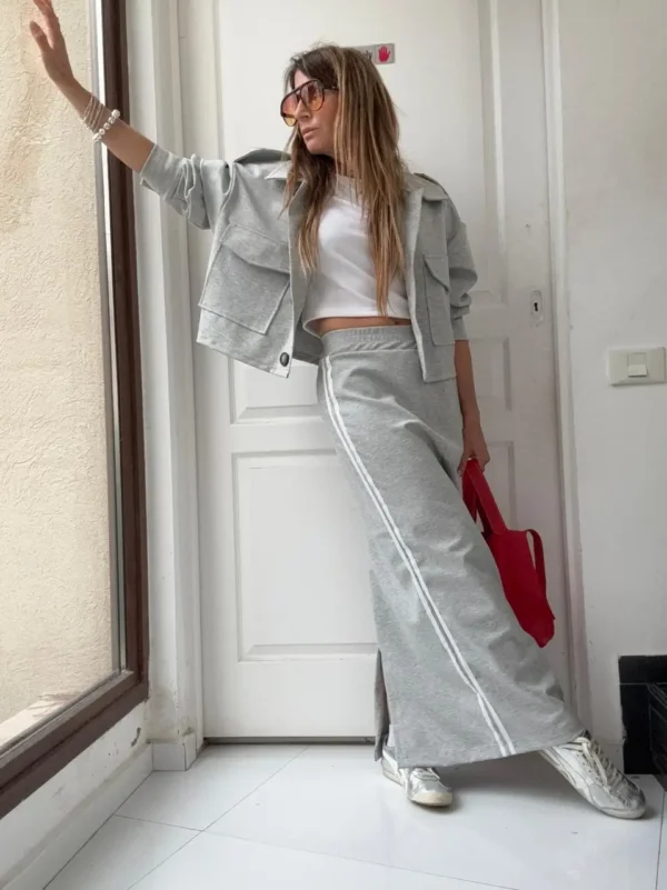 Falda Ayra gris vivos off white coleccion invernalia - Image 4