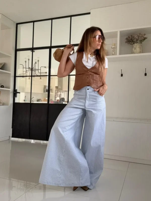 Pantalón Iconic  rayado celeste - Image 2