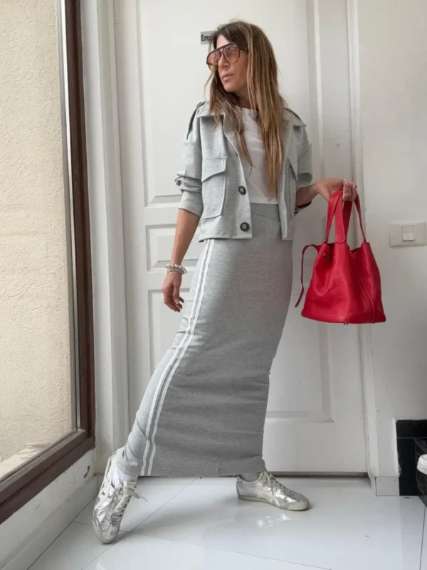 Falda Ayra gris vivos off white coleccion invernalia - Image 13