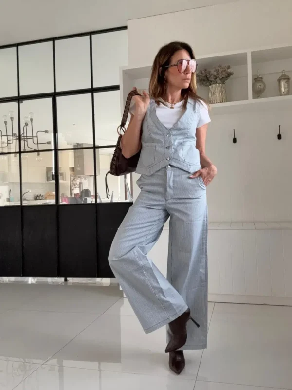 Pantalón Baby Iconic  rayado azul - Image 4
