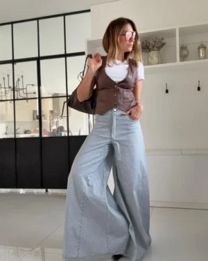 Pantalón Iconic  rayado azul