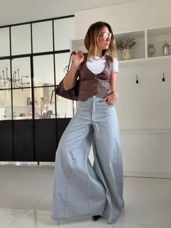 Pantalón Iconic  rayado azul