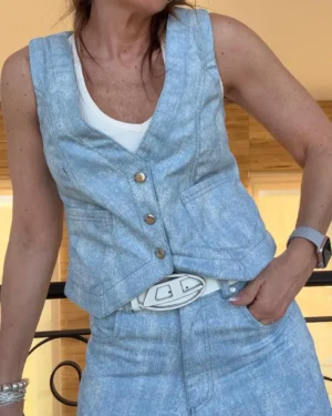 Chaleco jean celeste