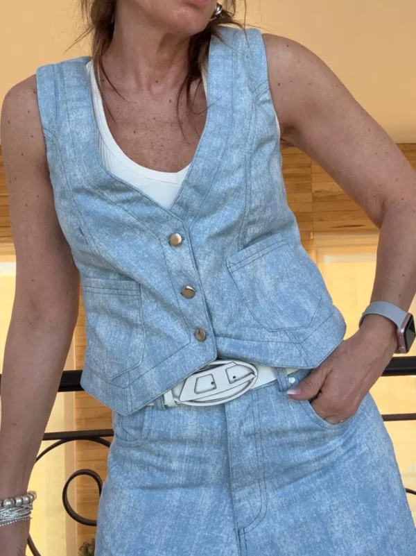 Chaleco jean celeste