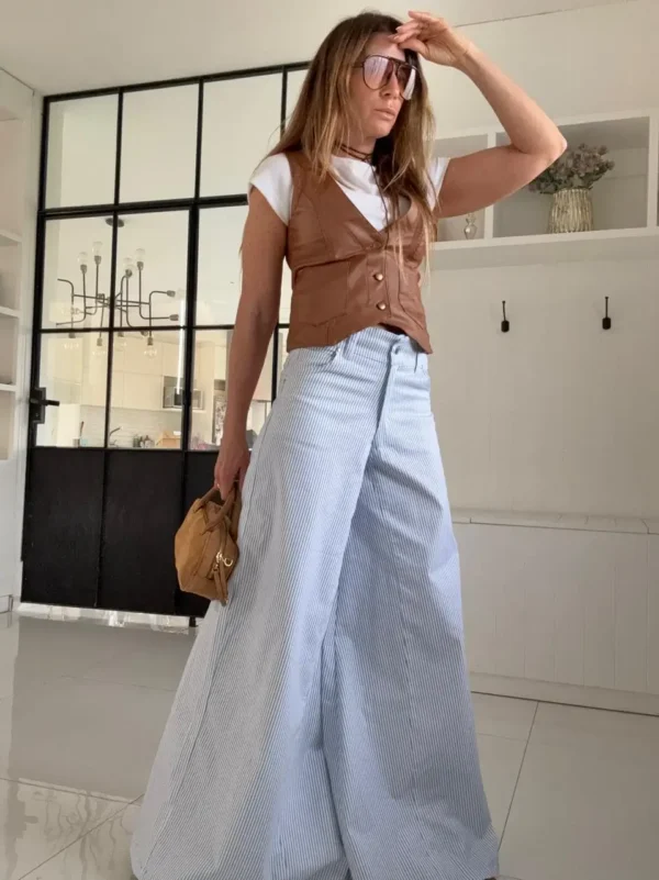 Pantalón Iconic  rayado celeste - Image 7