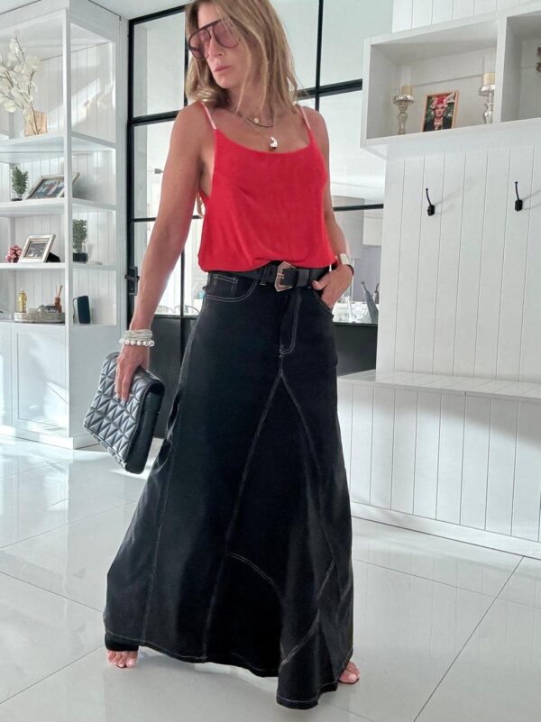 Falda crush negra con brillos - Image 2