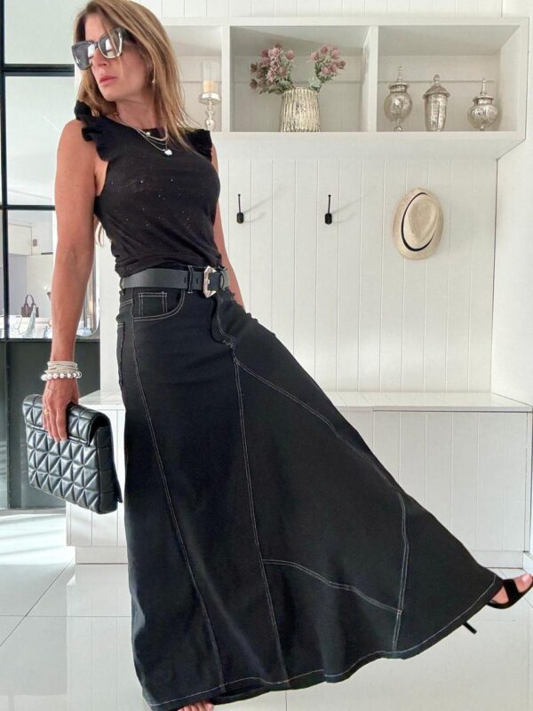 Falda crush negra con brillos