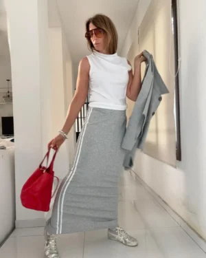 Falda Ayra gris vivos off white coleccion invernalia