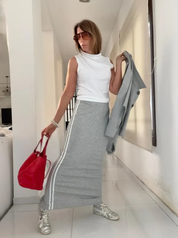 Falda Ayra gris vivos off white coleccion invernalia