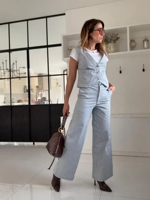 Pantalón Baby Iconic  rayado azul - Image 7