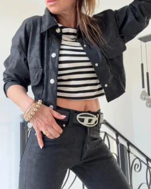Chaqueta Molly nobuk negra