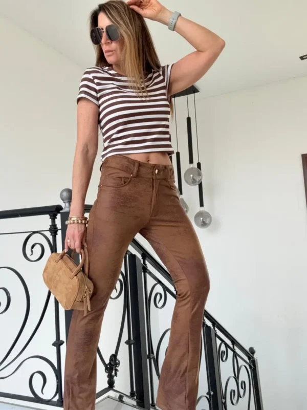 Pantalón Dumbo nobuck marmolado chocolate super elastizado - Image 11