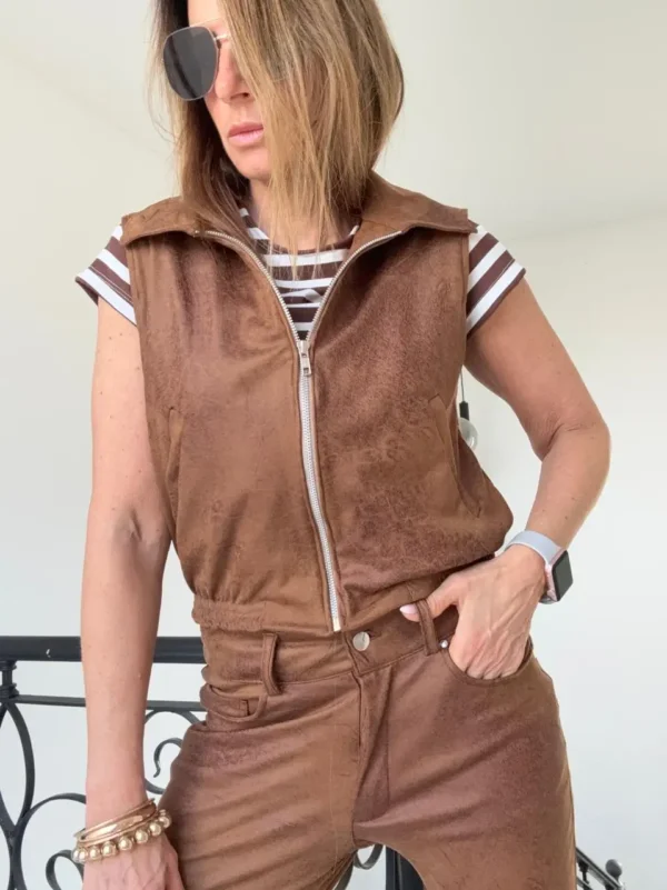 Pantalón Dumbo nobuck marmolado chocolate super elastizado - Image 12