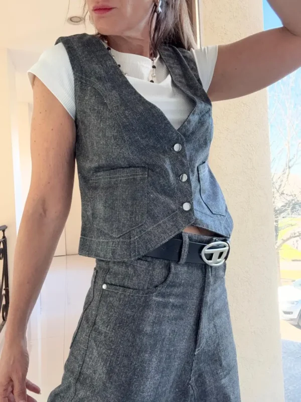 Chaleco jean negro
