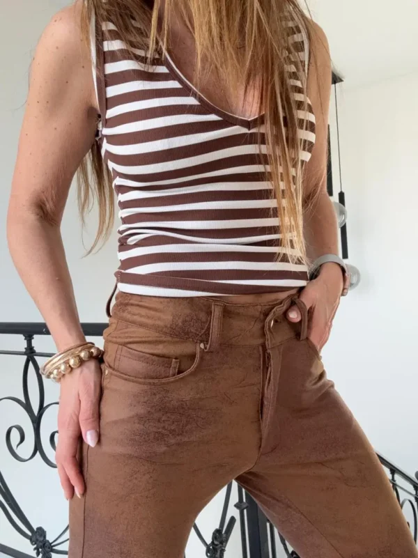 Pantalón Dumbo nobuck marmolado chocolate super elastizado - Image 13