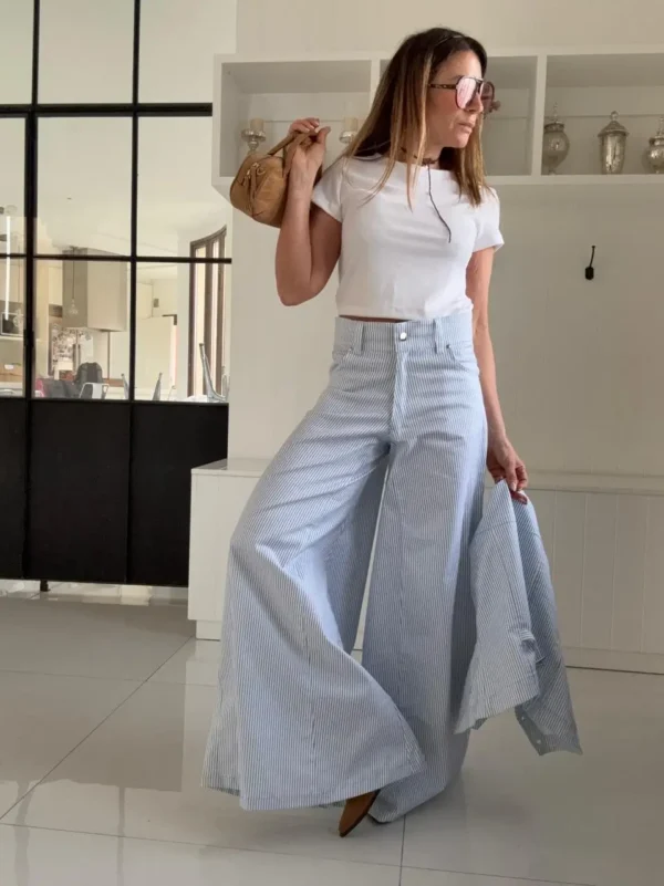 Pantalón Iconic  rayado celeste - Image 14