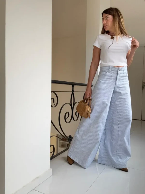Pantalón Iconic  rayado celeste - Image 16