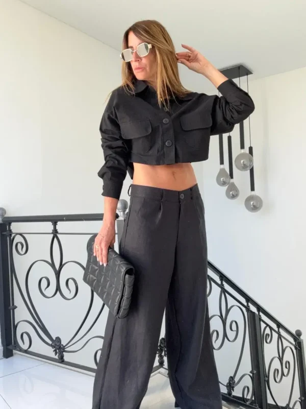 Pantalon sastrero ritta  lino 100% positano  negro - Image 12