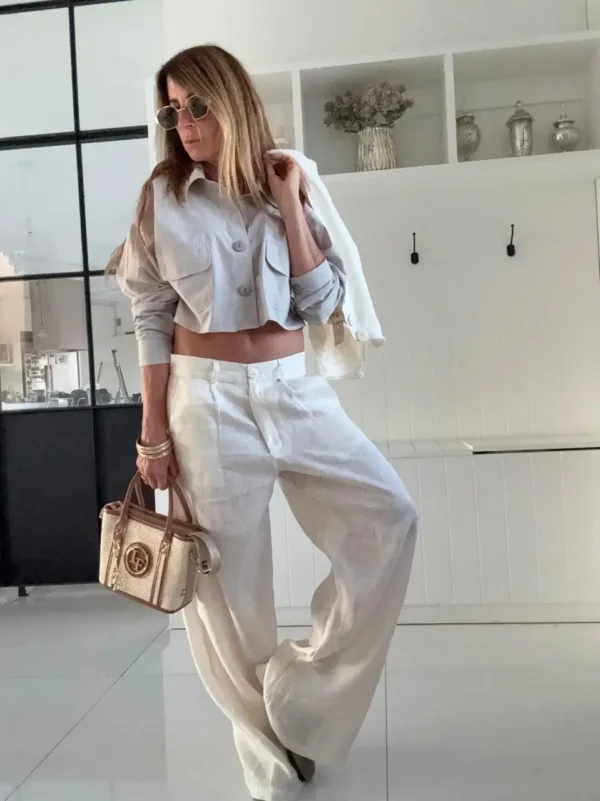 Pantalon sastrero ritta  lino 100% Toscana arena - Image 11