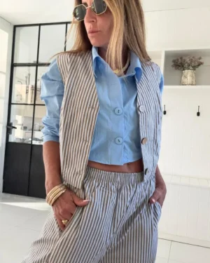 Camisa  Molly  crema del cielo cotton