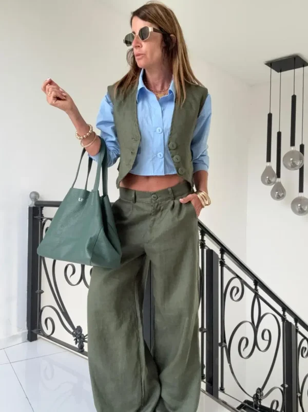 Pantalon sastrero ritta  lino 100% positano  romero - Image 9