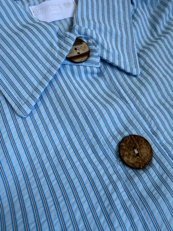 Chaleco pijamero acasia celeste con rayas turquesa azules y blancas - Image 12