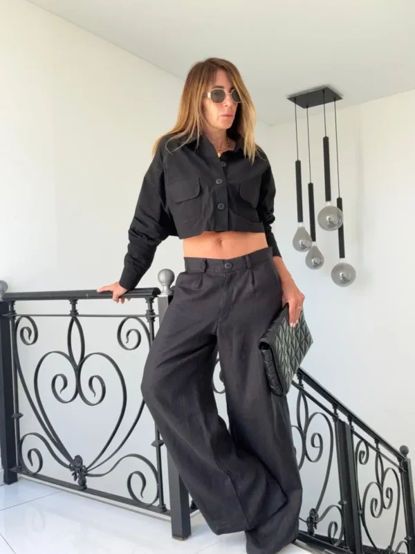 Pantalon sastrero ritta  lino 100% positano  negro - Image 18