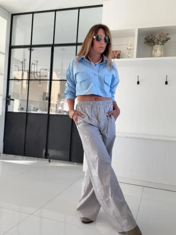 Camisa  Molly  crema del cielo cotton - Image 4