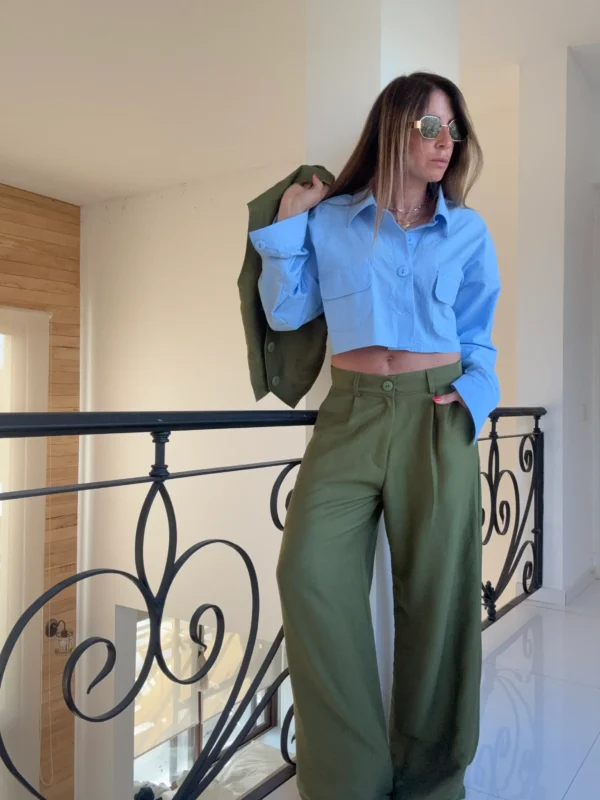 Pantalon sastrero ritta  lino Delhi pepino - Image 3