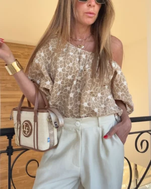 Blusa orange canela bordada